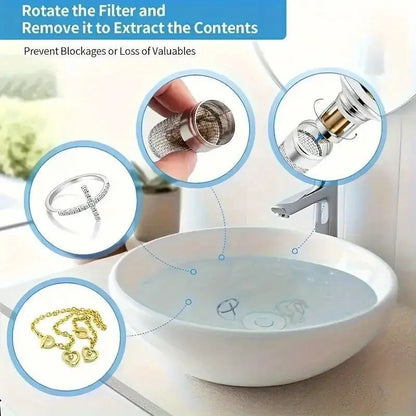 💥Buy 1, Get 1 Free! 💥Say Goodbye to Clogged Drains – Universal Sink Drain Filter with Pop-Up Design!