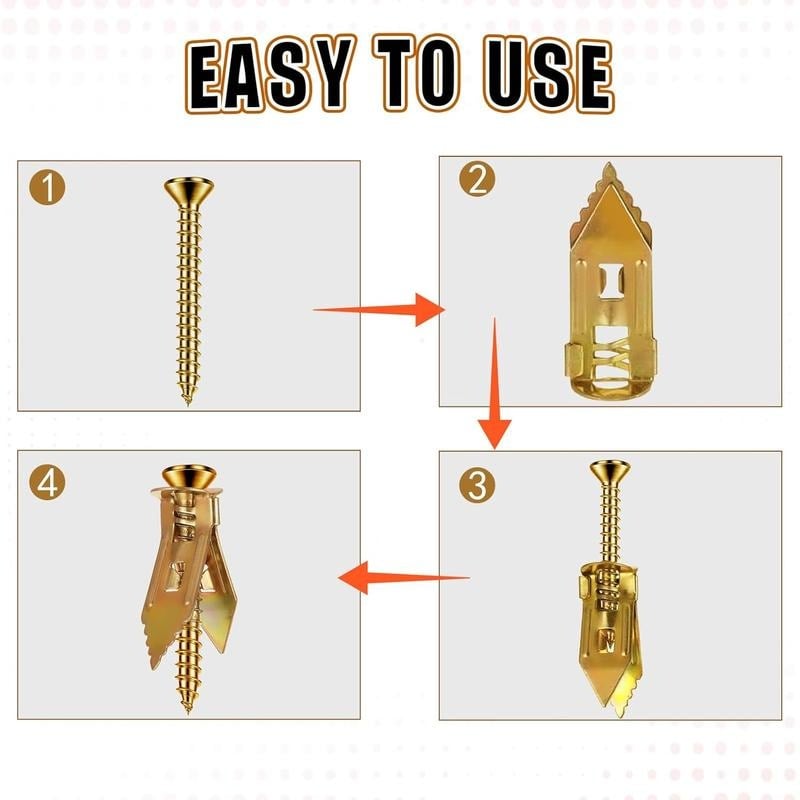 🔩QIAWI™-40PCS Self-Drilling Drywall Anchors and Screws Kit 🔥Final 3 Hours: 50%OFF