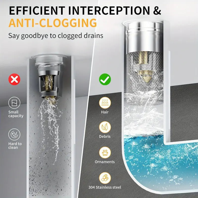 💥Buy 1, Get 1 Free! 💥Say Goodbye to Clogged Drains – Universal Sink Drain Filter with Pop-Up Design!