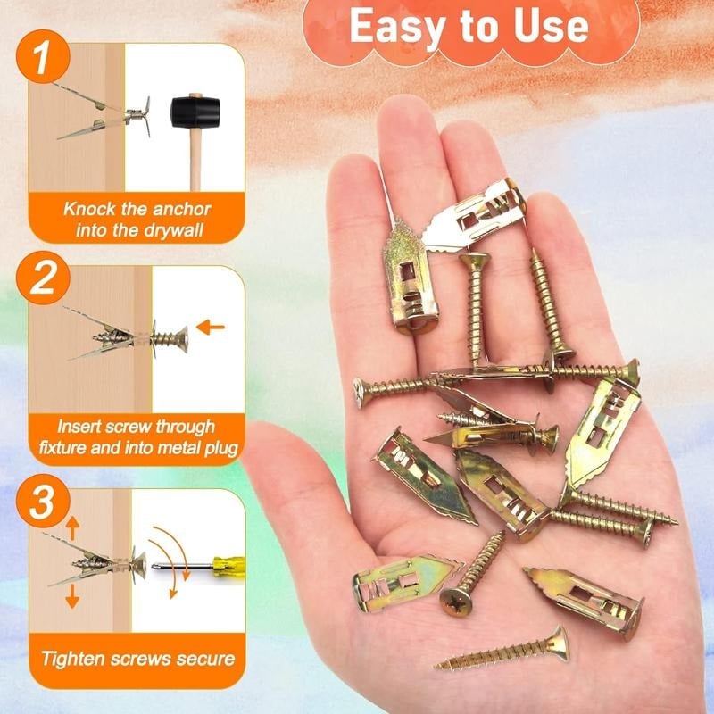 🔩QIAWI™-40PCS Self-Drilling Drywall Anchors and Screws Kit 🔥Final 3 Hours: 50%OFF