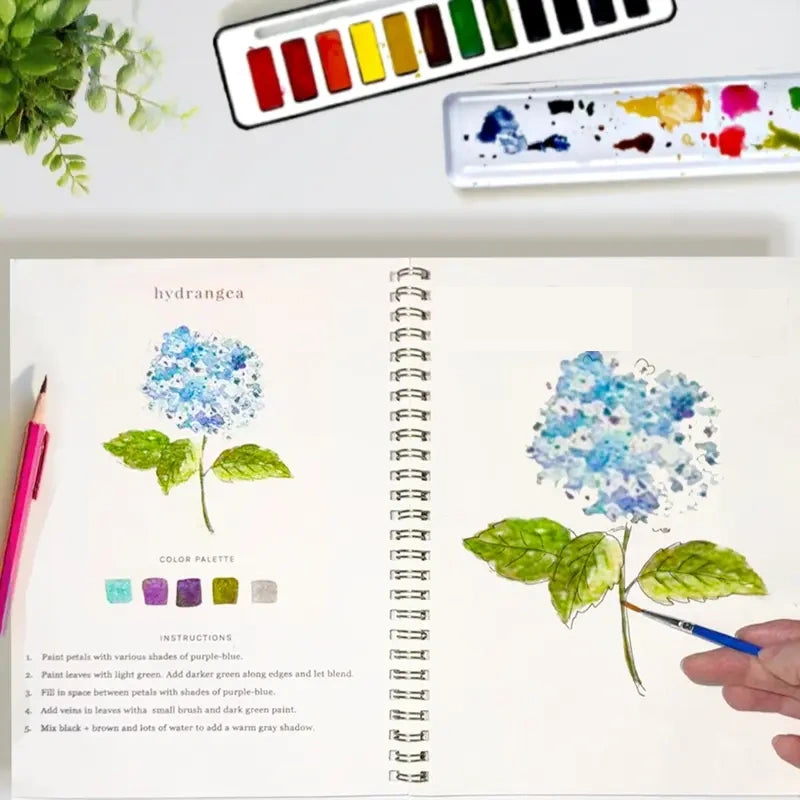Watercolor Coloring Book Including 12 Colors Watercolor Paint with Brush 🔥Final 3 Hours: 50%OFF🔥